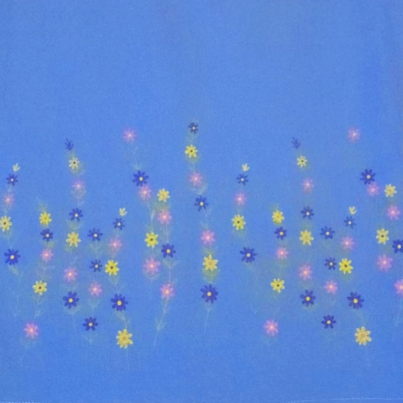 Blue Fitted Pencil Skirt with Floral Detail - Picture 2 of 6